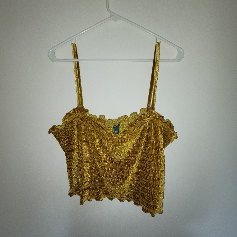 Yellow Velvet Crop Tank Top